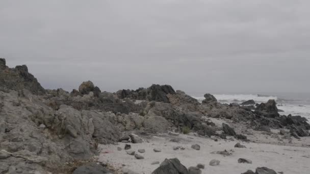 Вид Воздуха Пляж Побережья Национального Парка Пан Азукар Чили — стоковое видео