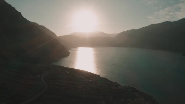 Вид Воздуха Embalse Yeso Sunset Чили — стоковое видео