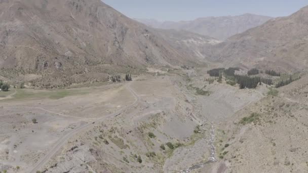 Vista Aérea Drones Cordillera Los Andes Camino Embalse Yeso Chile — Vídeo de Stock