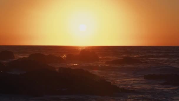 Coucher Soleil Orange Magnifique Épique Sur Une Côte Chilienne — Video