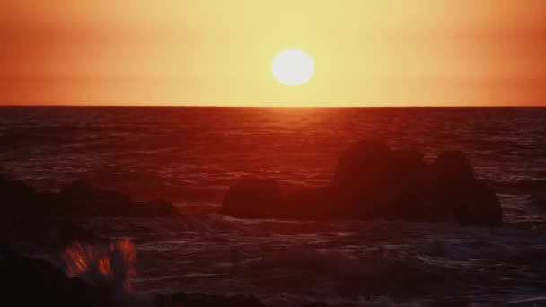 Coucher Soleil Orange Magnifique Épique Sur Une Côte Chilienne — Video