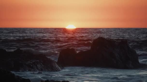 Schöner Und Epischer Orangener Sonnenuntergang Einer Chilenischen Küste — Stockvideo