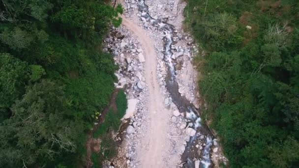 Aerial View Flight Riverbed Costa Rica — Stock video