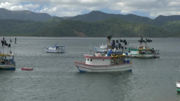 Halászhajók Egy Öbölben Costa Rica — Stock videók