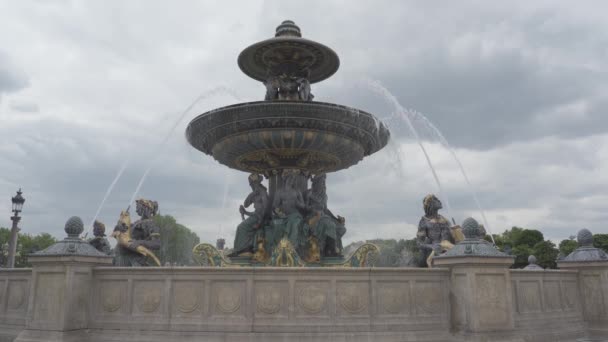 Фонтан Площі Конкорд Париж Франція — стокове відео