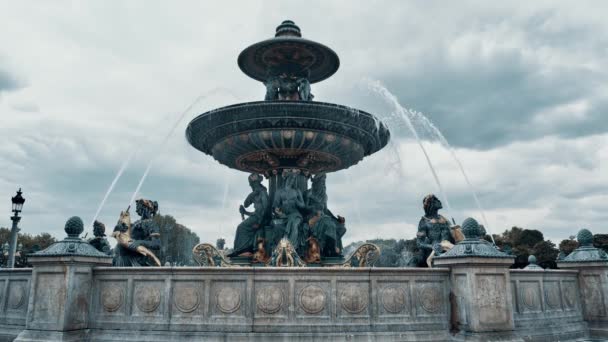 Brunnen Place Concorde Paris Frankreich — Stockvideo