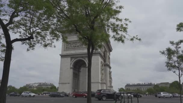 Vacker Utsikt Över Triumfbågen Paris Frankrike — Stockvideo