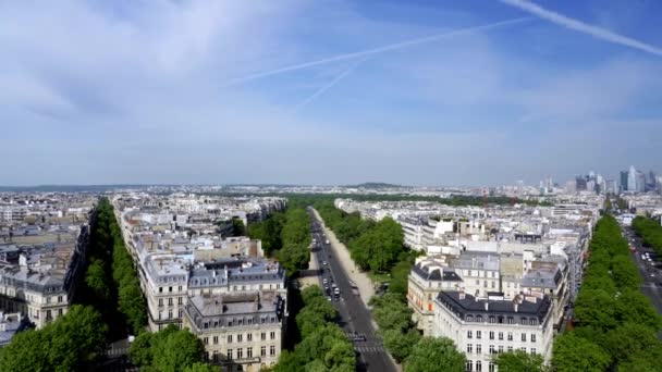 Fransa Zafer Kemeri Nden Paris Skyline — Stok video