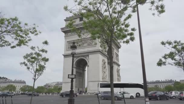 Вид Триумфальную Арку Париж Франция — стоковое видео