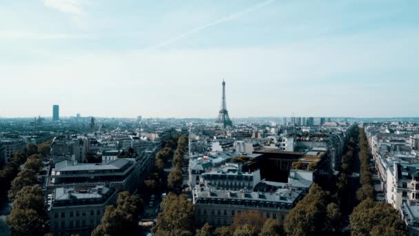 Paris Skyline Från Triumfbågen Frankrike — Stockvideo