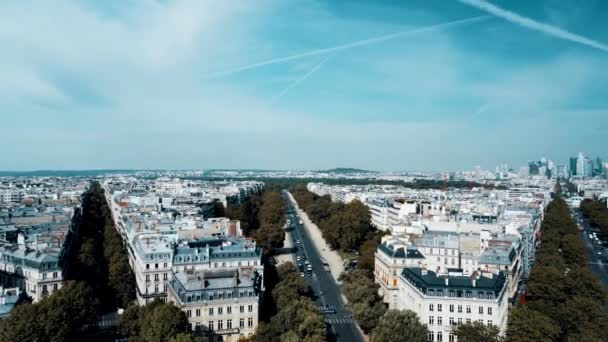 Paris Skyline Triumphal Arch Francia — Video Stock