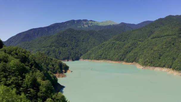 Aerial Enguri Lake Dam Georgia — Stock Video