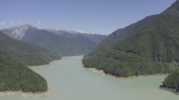 Aerial Enguri Lake Dam Georgia — Stok Video
