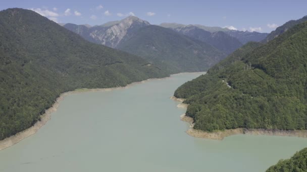 Aerial Enguri Gölü Baraj Georgia — Stok video