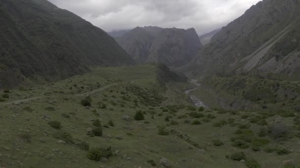 Aerial Kazbegi National Park Georgia — Stock Video