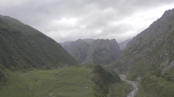 Aerial Kazbegi National Park Georgia — Stock Video