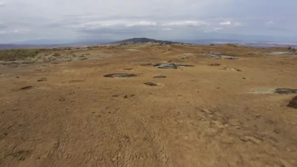 Beautiful Aerial View Takhti Tepha National Monument Mud Volcano Field — Stock Video