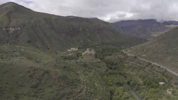 Aerial Khertvisi Fortress Georgia — Stock Video