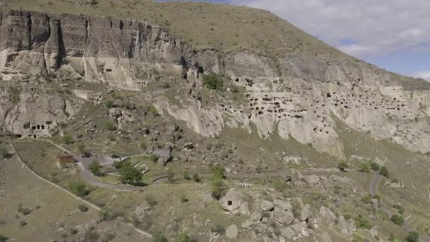 Vue Aérienne Vardzia Cave Town Géorgie — Video