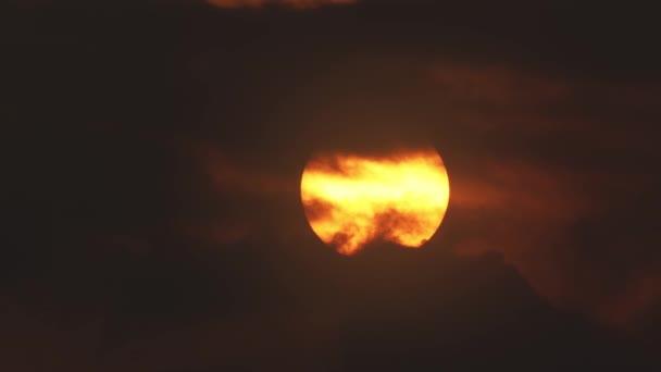 Time Lapse Abstract Sunset Huge Sunball — Stock Video