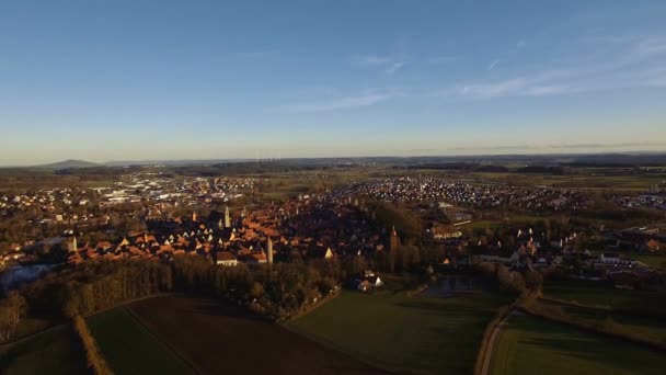 Aerial Germany Dinkelsbuhl Day Time View — 图库视频影像