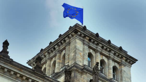 Reichstag European Flag Roof Berlin — Stock videók