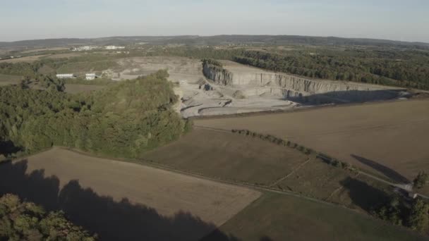 Aerial View German Quarry Daytime — стоковое видео