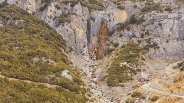 Aerial Katarraktis Waterfalls Tzoumerka Greece — стоковое видео