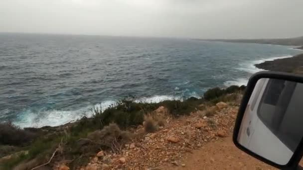 Водіння Берегової Дороги Південному Пелопоннесі Греція — стокове відео