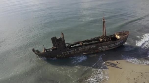 Aerial Coast Dimitrios Shipwreck Peloponnes Görögország — Stock videók