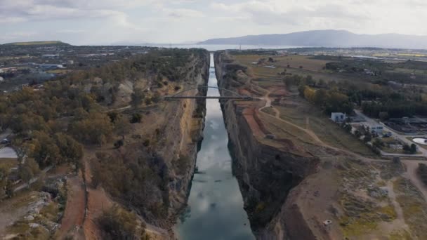 Aerial Canal Corinth Greece — Stock Video
