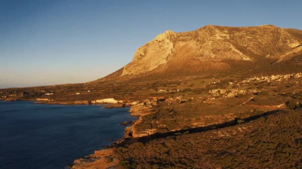 Luchtfoto Zonsopgang Aan Zuidpunt Van Peloponnesos Griekenland — Stockvideo