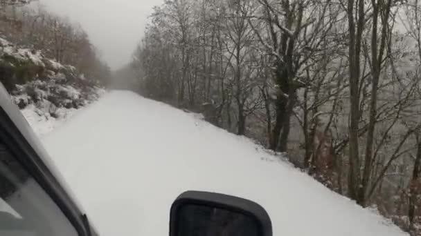 Jazda Drogach Górach Parnonas Zimą Peloponnes Grecja — Wideo stockowe