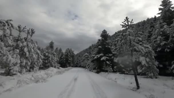 Jazda Drogach Górach Parnonas Zimą Peloponnes Grecja — Wideo stockowe