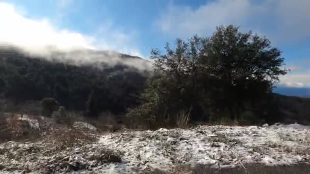 Autorijden Van Wegen Het Parnonas Gebergte Winter Peloponnesos Griekenland — Stockvideo
