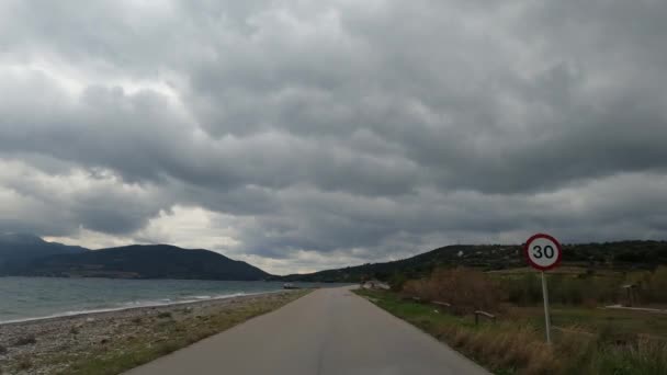 Conduciendo Carretera Costera Región Argolis Peloponnes Este Grecia — Vídeos de Stock