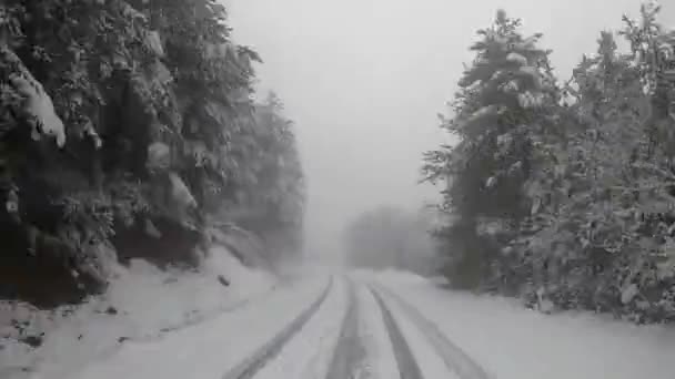 Kışın Parnonas Dağlarında Yolları Sürerken Moreloponnes Yunanistan — Stok video