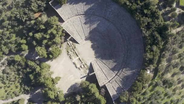 Flygfoto Forntida Teater Von Epidauros Peloponnesos Grekland — Stockvideo