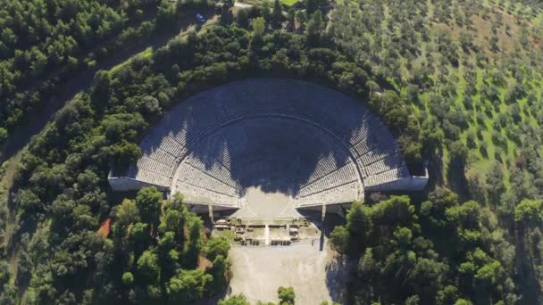 Aerial Ancient Theater Von Epidauros Peloponnészosz Görögország — Stock videók