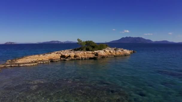 Aerial Polemarcha Beach Coast Peloponnese Greece — стокове відео