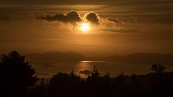 Час Лапсе Схід Сонця Затоці Мегара Аттика Греція — стокове відео