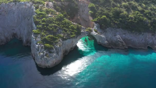 Luchtfoto Grot Der Zeehonden Peloponnesos Griekenland — Stockvideo
