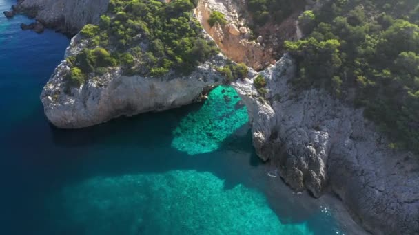 Aerial Cave Seals Peloponnes Greece — Stock Video