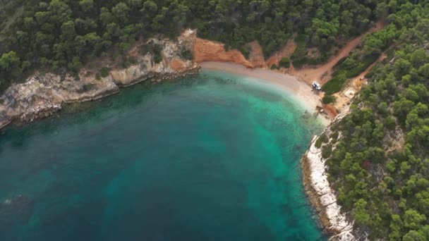 Повітря Пляжі Біля Печери Тюленів Пелопоннес Греція — стокове відео