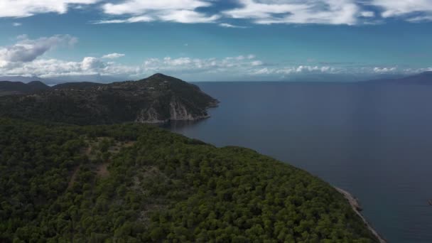 Aérea Playas Cerca Cueva Los Sellos Peloponnes Grecia — Vídeos de Stock