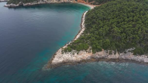 Aerial Beaches Cave Seals Peloponnes Greece — 图库视频影像