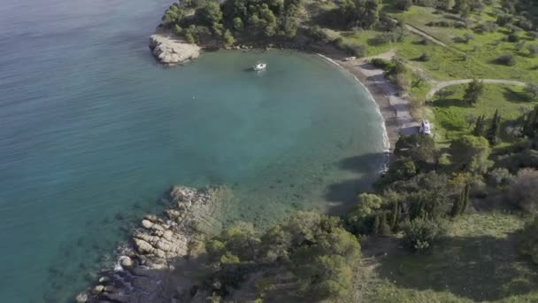 Aerial Παραλία Κοντά Στον Κόλπο Καλαμάκι Πελοπόννησος Ελλάδα — Αρχείο Βίντεο