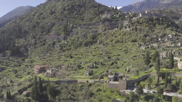 Aerial Ancient Mystras Πελοπόννησος — Αρχείο Βίντεο