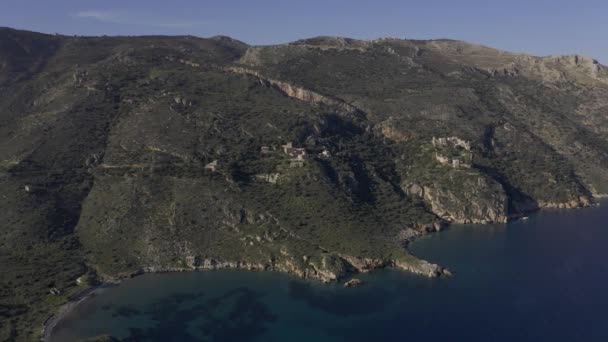 Alrededores Aéreos Porto Kagio Peloponnes Grecia — Vídeos de Stock