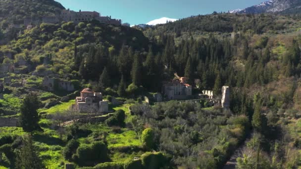 Aerial Ancient Mystras Peloponnes Grèce Version Graduée Stabilisée — Video